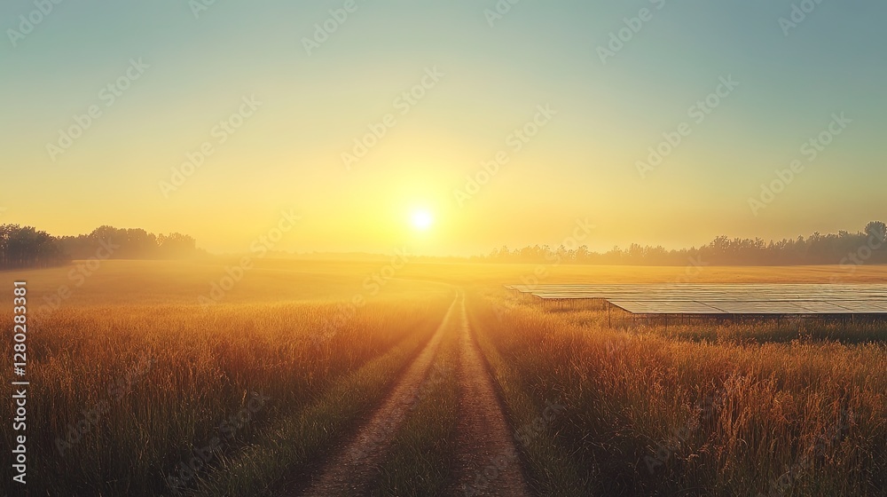 Solar panels on a wide, open field, renewable energy, bright sky Solar panels on a wide, open field, renewable energy, bright sky