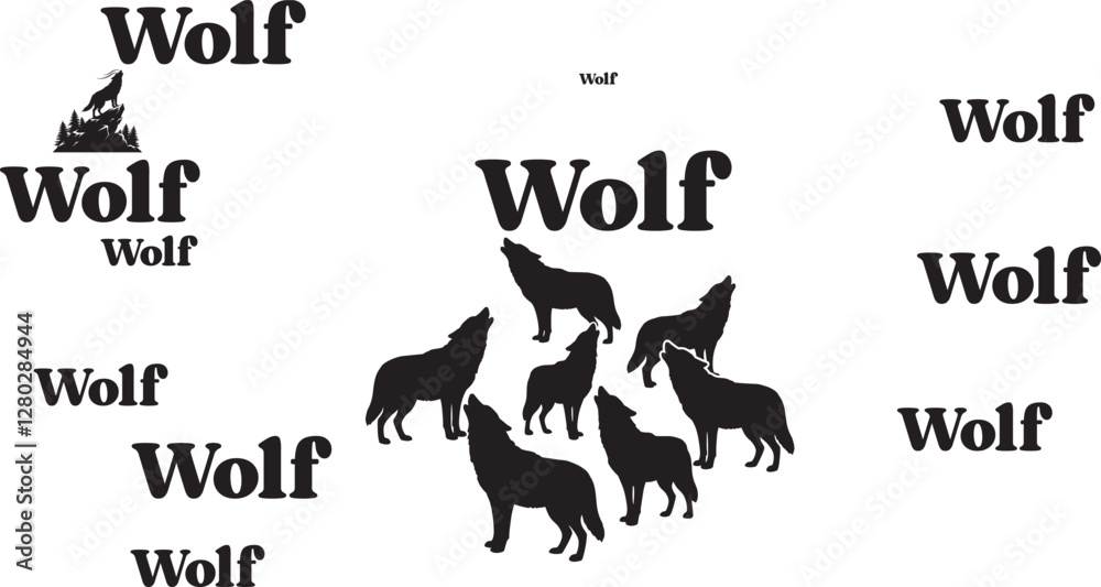 Naklejka premium Black color Wolf Silhouette