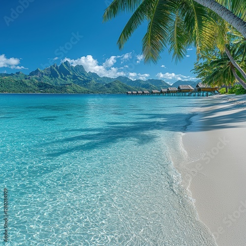 Nature's bloom flower-filled beachscape in bora bora tranquil sands and crystal waters