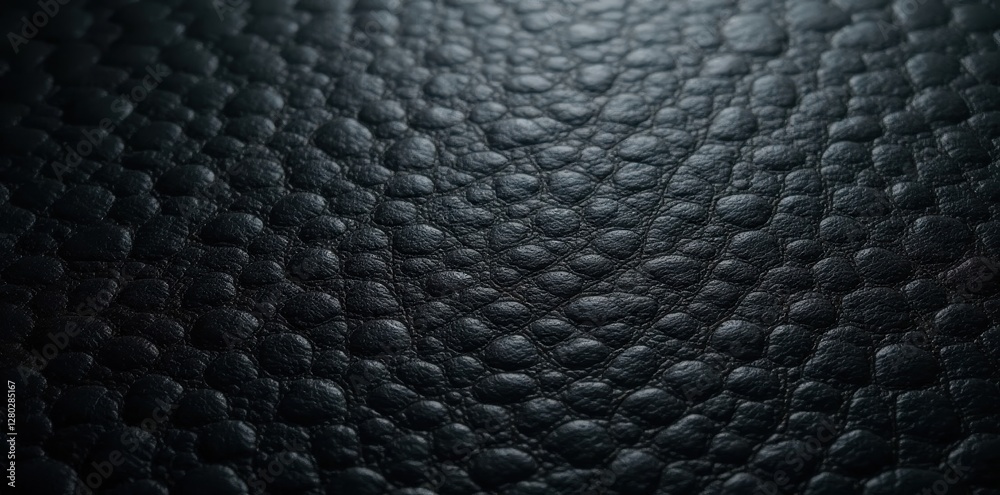 Deep black, pebbled leather; fine grain visible , leather background, macro, leather pattern Deep black, pebbled leather; fine grain visible , leather background, macro, leather pattern