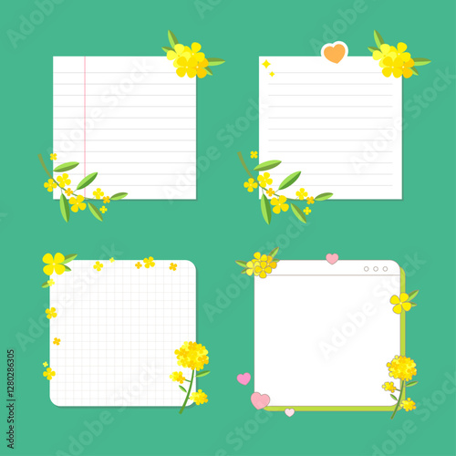 Background illustration. Flower illustration. Yellow canola flower note illustration design on a warm spring day. Vector illustration design