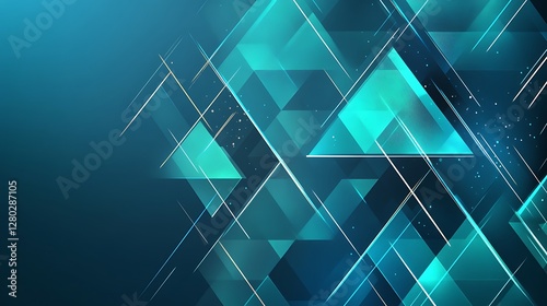 Abstract Teal Geometric Shapes and Lines Design