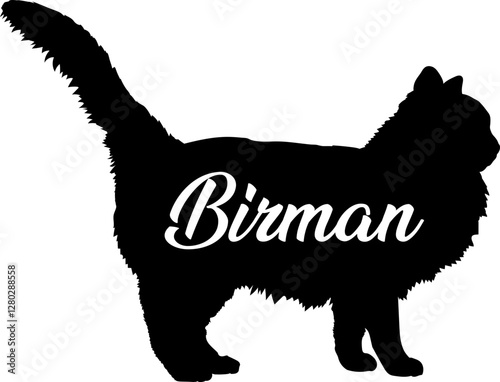 Birman cat silhouette, cat, cat breeds, logo, vector, silhouette,  animal, illustration, icon, sign, design, black, symbol, pet, love
