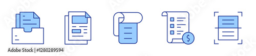 files, price list, scanner, document, paper. Document Icon vector illustration. Line Duotone style. Editable stroke