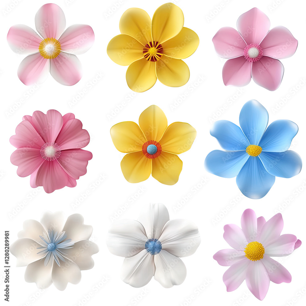 Obraz premium A beautiful collection of various flower designs showcasing vibrant colors and delicate petals.