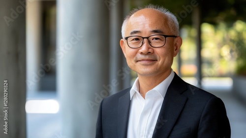 Portrait of a Confident Asian Man in a Business Suit