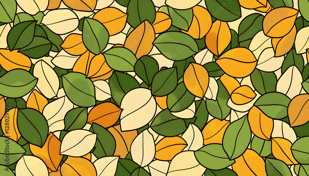 custom made wallpaper toronto digitalA colorful arrangement of leaves in various shades and shapes, creating a vibrant pattern.