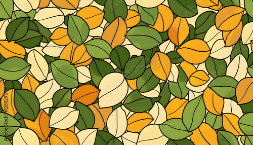 Wallpaper Mural A colorful arrangement of leaves in various shades and shapes, creating a vibrant pattern. Torontodigital.ca