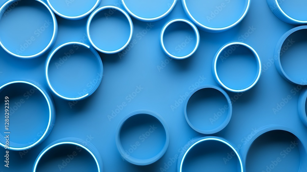 Abstract Blue Circles Background With Neon Accents Abstract Blue Circles Background With Neon Accents