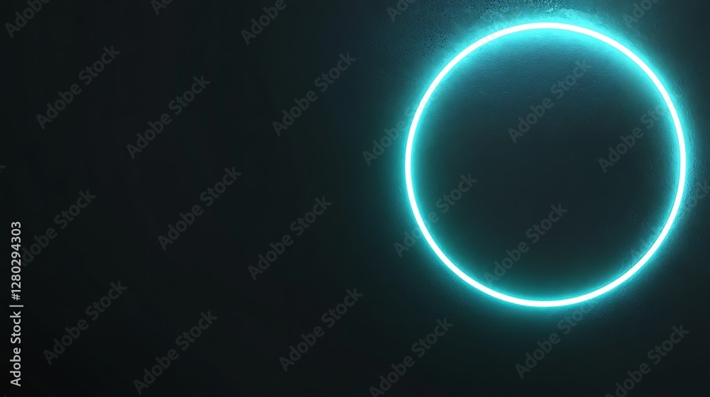 Fototapeta premium Glowing Cyan Circle on Dark Background