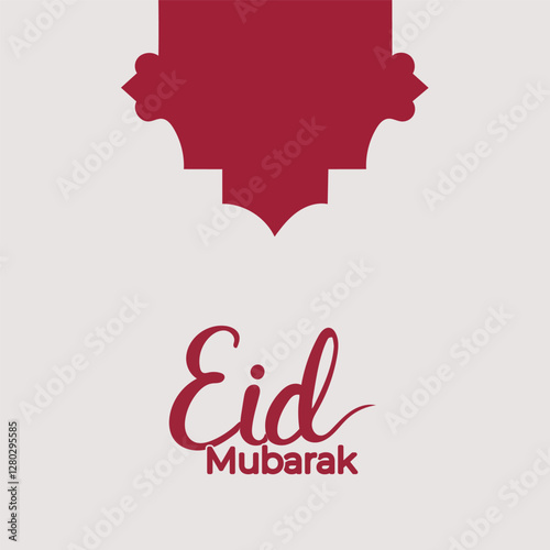 A square red color shape is coming down from the top and below it is written Eid Mubarak..must be vector illustration.