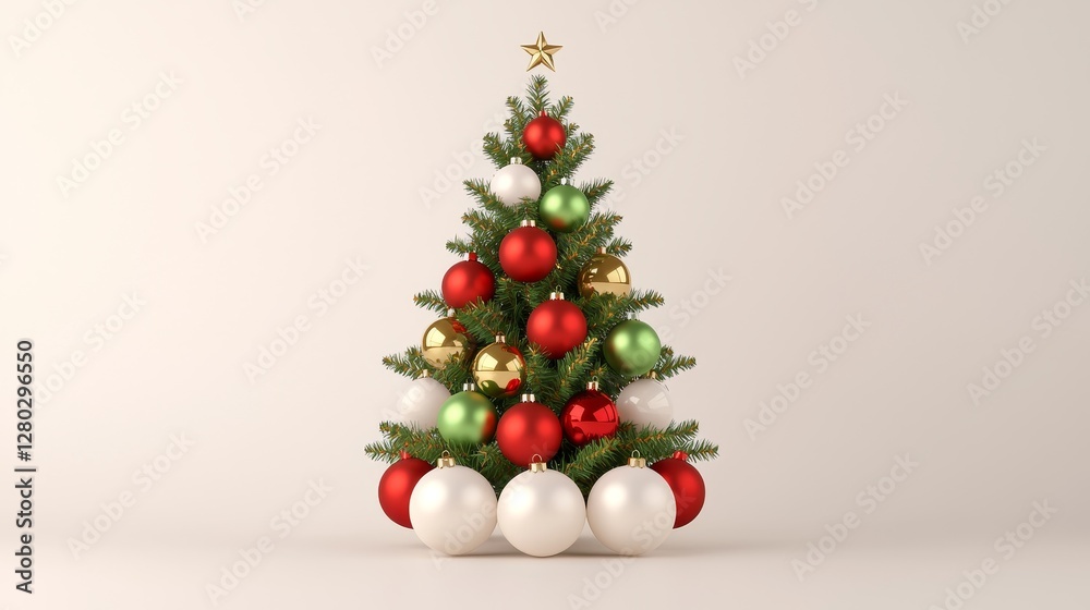 Fototapeta premium Christmas tree decoration festive season digital art indoor setting front view holiday spirit