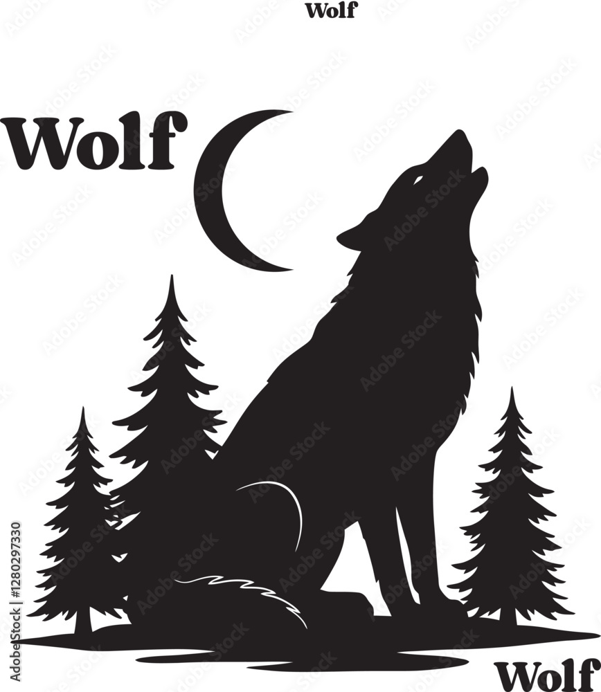 Naklejka premium Black color Wolf Silhouette 