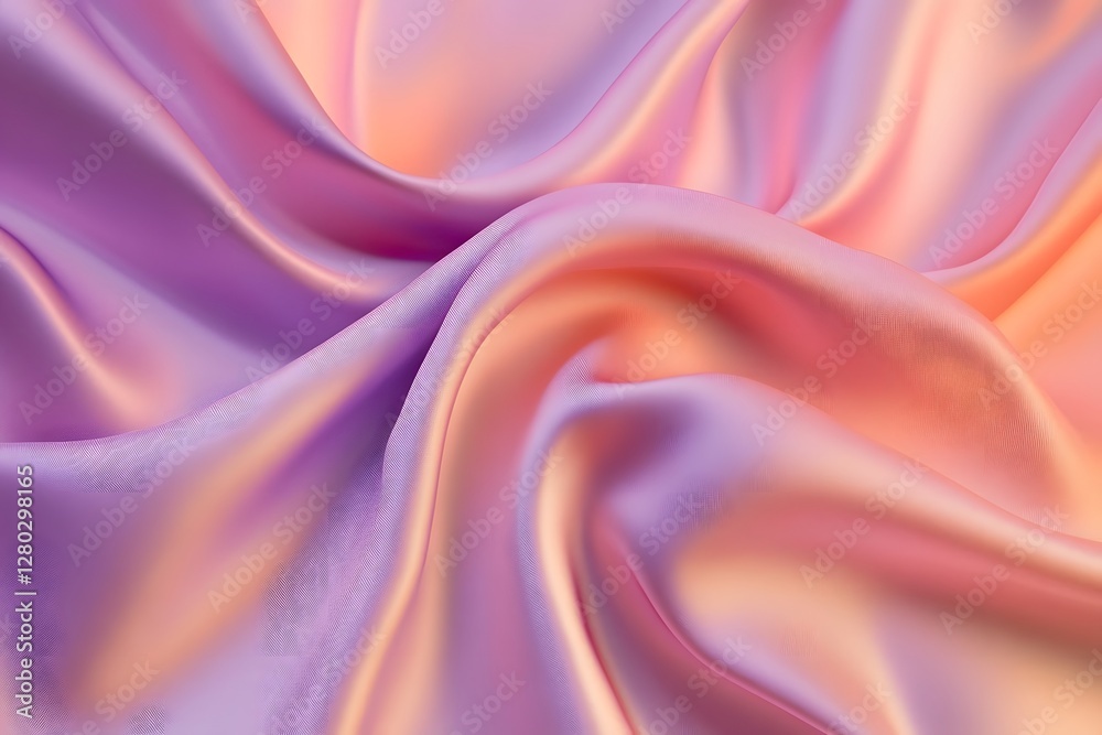 Fototapeta premium Shimmering Pastel Satin Fabric with Delicate Heart Patterns and Smooth Waves