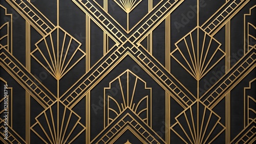 Art Deco Geometric Pattern in Black and Gold