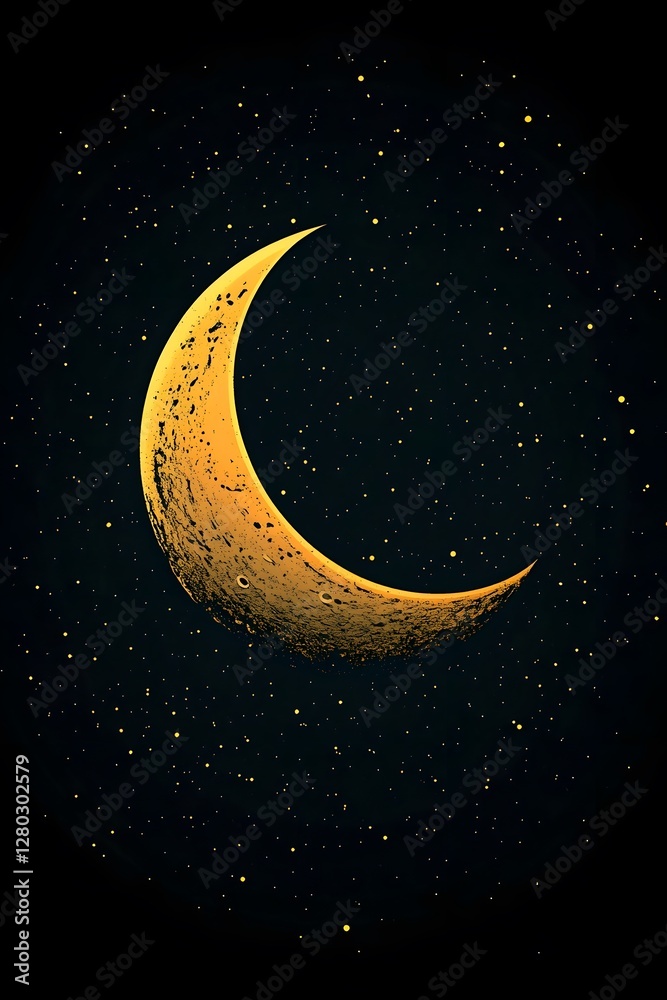 Naklejka premium Crescent shaped partial lunar eclipse in the night sky