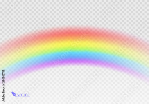Multi colored rainbow stripes on transparent, Translucent rainbow arcing from afar Vector format