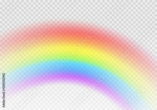 Multi colored rainbow stripes on transparent, Translucent rainbow arcing from afar Vector format