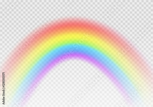 Multi colored rainbow stripes on transparent, Translucent rainbow arcing from afar Vector format