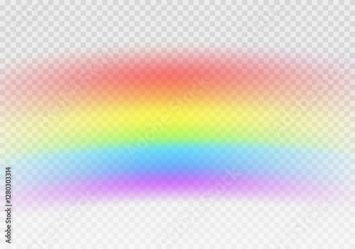 Multi colored rainbow stripes on transparent, Translucent rainbow arcing from afar Vector format
