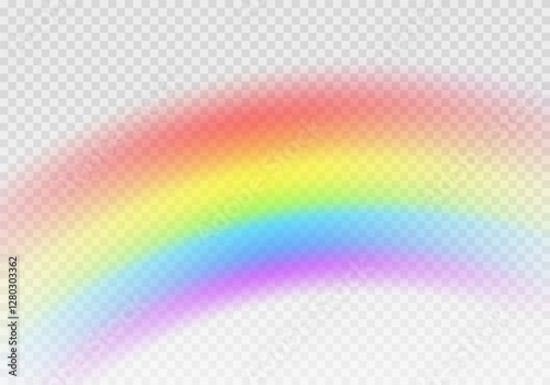 Multi colored rainbow stripes on transparent, Translucent rainbow arcing from afar Vector format