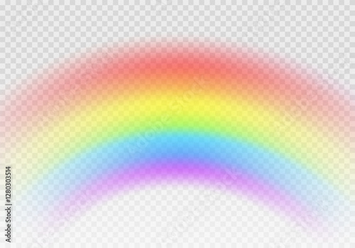 Multi colored rainbow stripes on transparent, Translucent rainbow arcing from afar Vector format