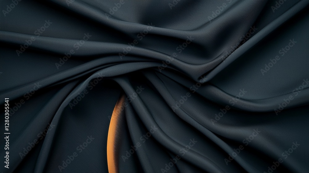Fototapeta premium Unfolding textures of dark fabric studio setting abstract photography close-up view