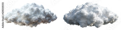 Two clouds in the sky, one is white and the other is gray. The white cloud is fluffy and looks like it's about to rain. The gray cloud is more ominous and looks like it's about to unleash a storm