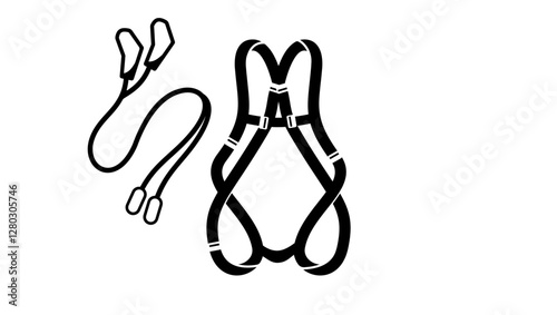 body safety harness, black isolated silhouette