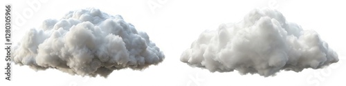 Two clouds in the sky, one is white and the other is gray. The white cloud is fluffy and looks like it's about to rain. The gray cloud is more ominous and looks like it's about to unleash a storm