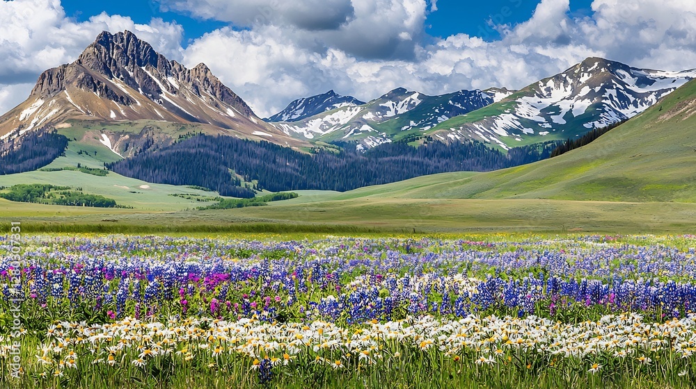 Majestic Mountains and Vibrant Wildflower Meadow in Crested Butte Majestic Mountains and Vibrant Wildflower Meadow in Crested Butte