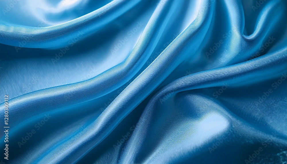 Fototapeta premium Ethereal Blue Silk: Elegant folds of lustrous, sky blue silk create a sense of luxurious texture and gentle movement, perfect for conveying opulence and sophistication. 
