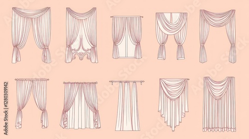 Elegant curtain designs, window treatments, interior decor, home design, soft peach background