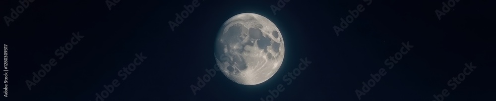 Fototapeta premium High-resolution full moon dominates inky black night sky, celestial, night sky, peaceful