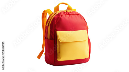 Red backpack isolated on white background