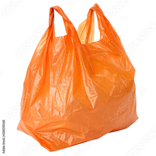 Orange plastic bag isolated on a transparent background photo