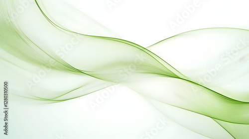 Wallpaper Mural Minimalist abstract background with soft green gradients and thin green lines curving around the edges of the frame. The background is mostly white with some faded green. Torontodigital.ca