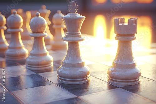 Chess that emits a mysterious glow under soft light