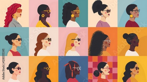 This vibrant vector illustration features a diverse group of women in leadership positions