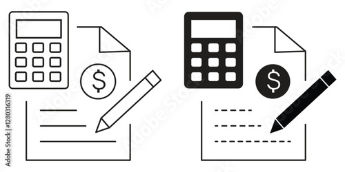Accounting editable stroke, web vector icon set.