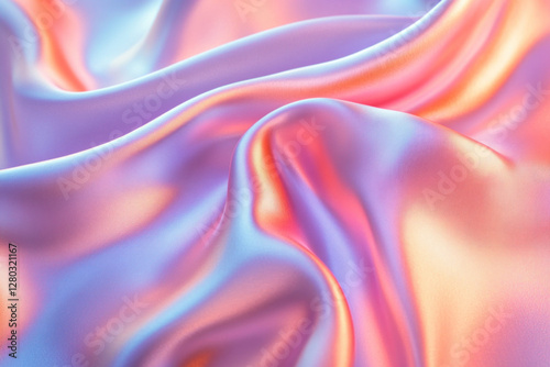 Close-up of pink and blue silk intertwining in elegant folds, creating a vibrant and luxurious contrast in colors.