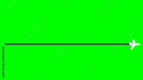 Animation of loading progress bar with airplane shape in green screen background