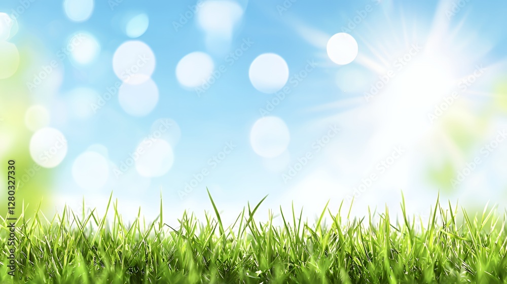 Bright Sunny Day Green Grass Meadow Background Bright Sunny Day Green Grass Meadow Background