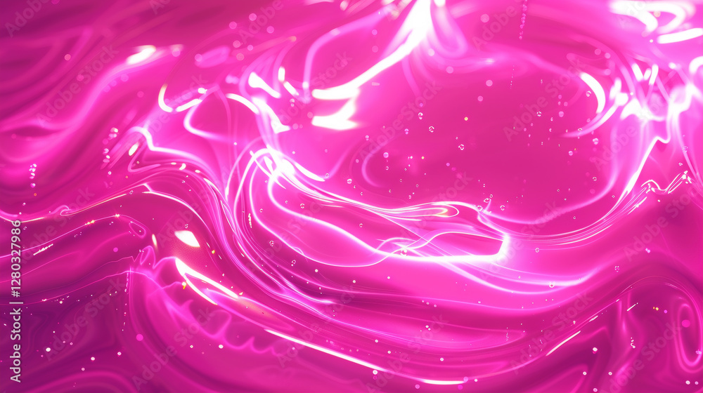 Fototapeta premium Dynamic Flow of Shimmering Neon Pink Liquid