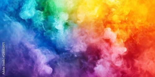 Colorful smoke creating abstract rainbow gradient background