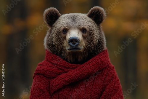 Bear in Sweater Autumn Forest photo