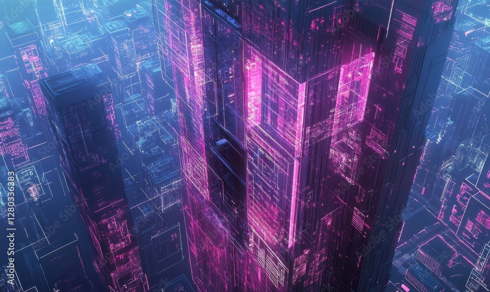 Obraz premium Futuristic Neon Cityscape