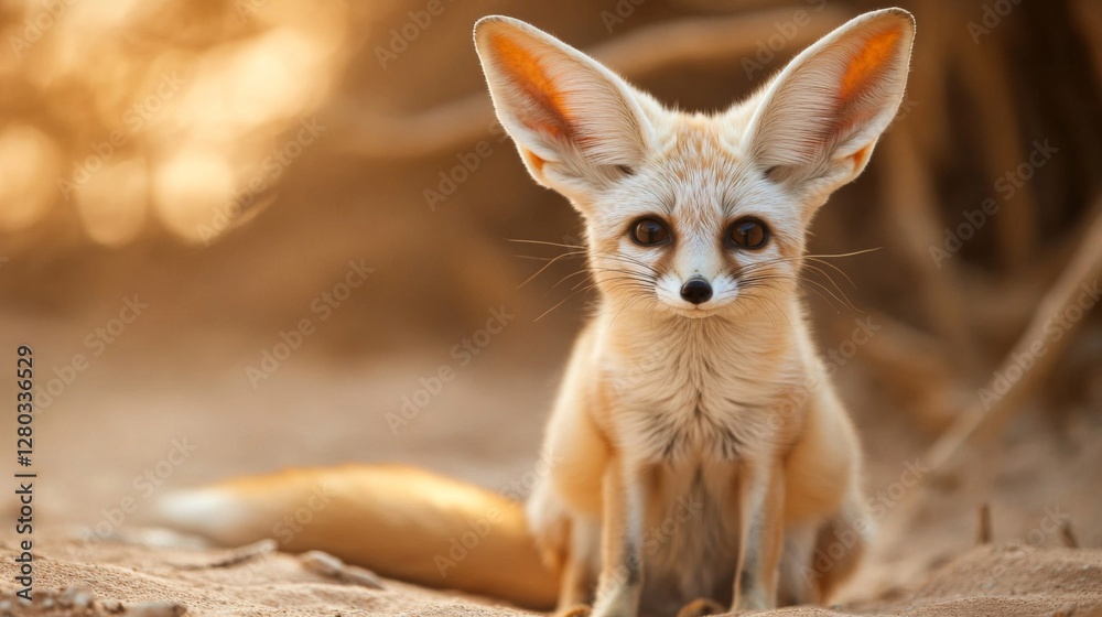 Fototapeta premium Adorable Fennec Fox in Desert Setting