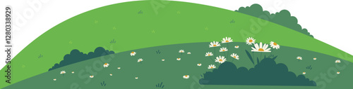 Принти на полотні Green Hill with Daisies
