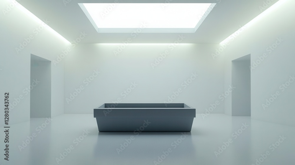Fototapeta premium Minimalist Interior Design Featuring Futuristic Bathtub in Bright Modern Space